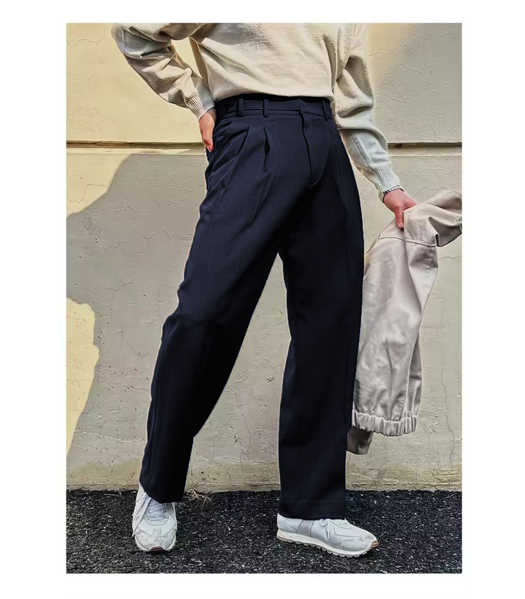 RIWYN Vintage Linen High Waist Straight Fit Trousers