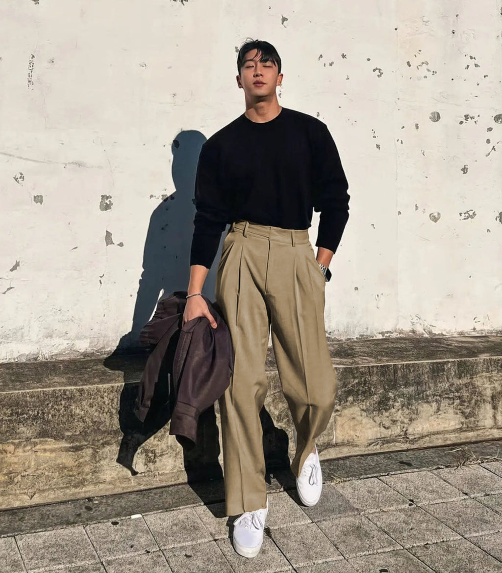 RIWYN Vintage Linen High Waist Straight Fit Trousers