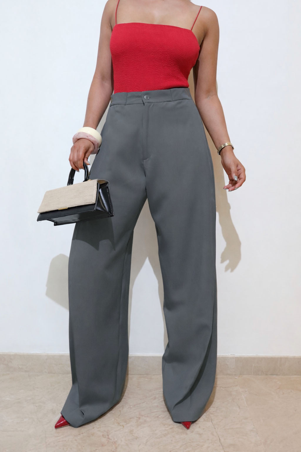 RǏWYÑ | Settle Side Button Pleated Wide Pants
