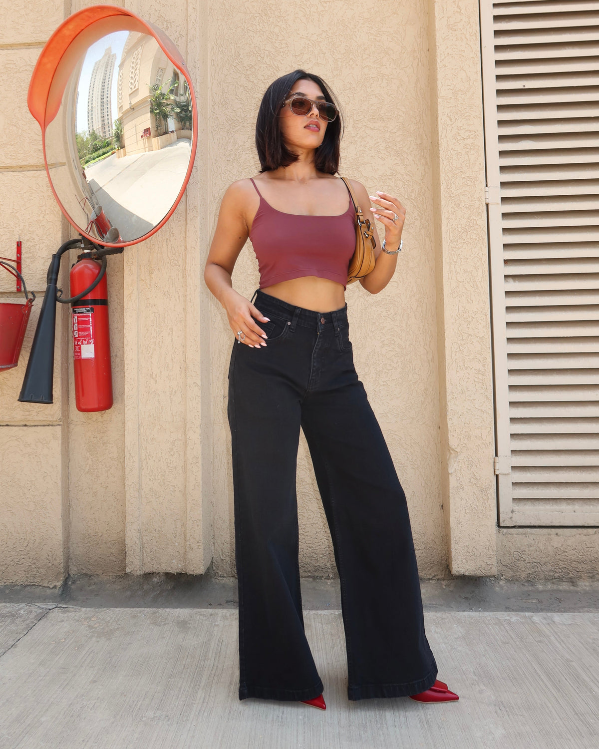 RǏWYÑ | Onyx Black Stone Wash Wide Leg High Rise Jeans