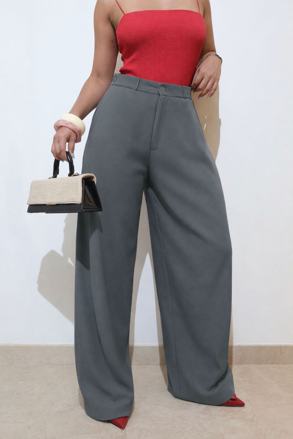 RǏWYÑ | Settle Side Button Pleated Wide Pants