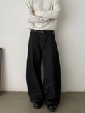 RIWYN Black Raw Finish Japan Baggy Jeans