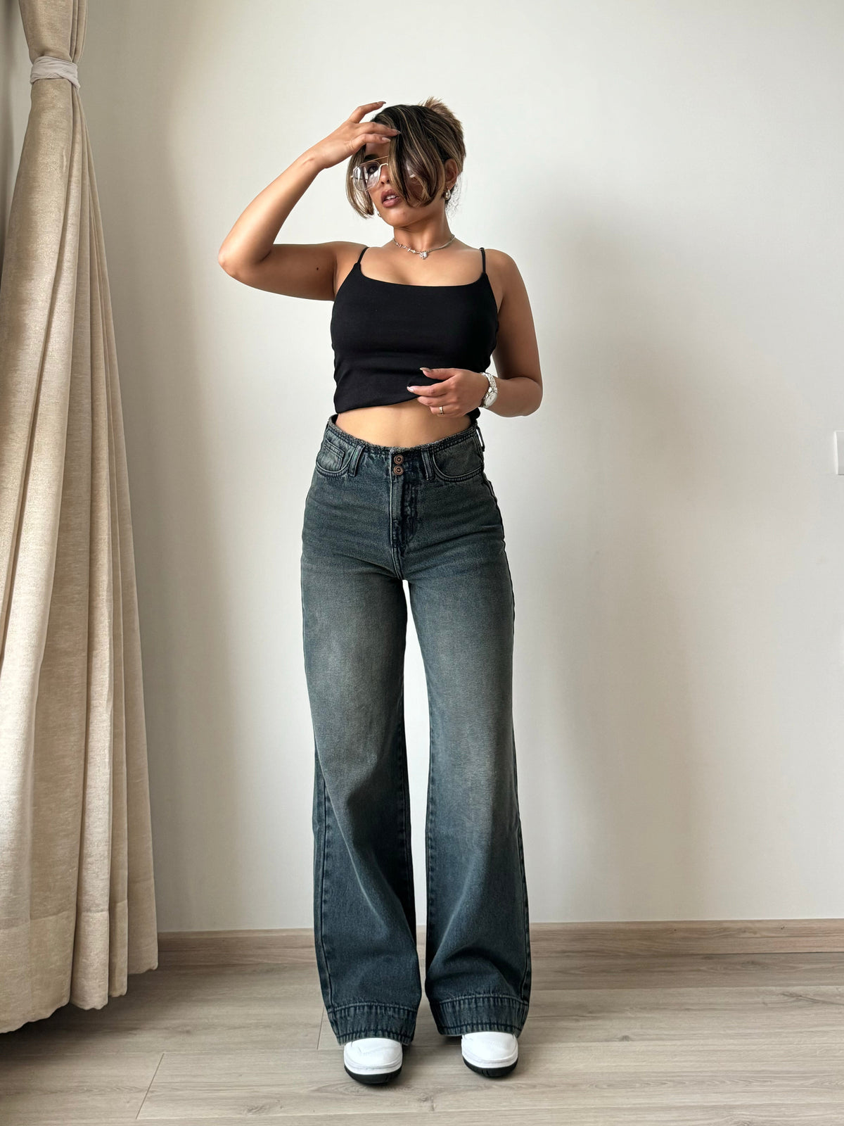 RǏWYÑ | Grunge Edge Double Button High-Waisted Denim
