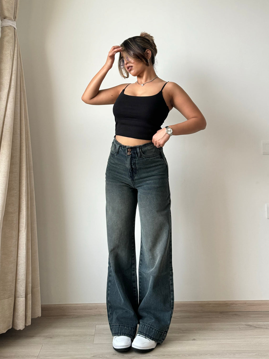 RǏWYÑ | Grunge Edge Double Button High-Waisted Denim
