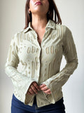 RǏWYÑ | Distressed Fitted Flare Sleeve Shirt