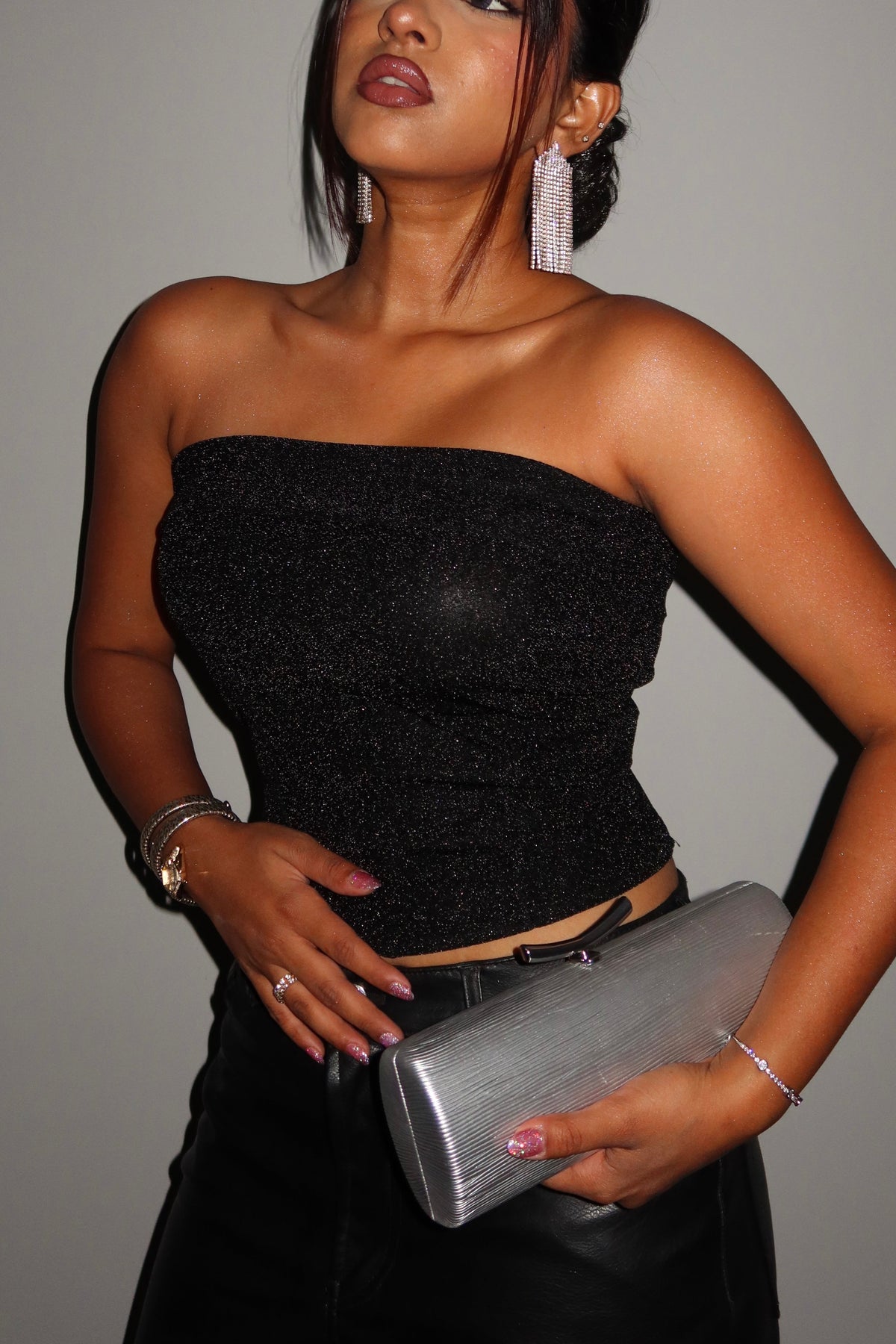 RǏWYÑ | Glitter Glow Corset Tube Top