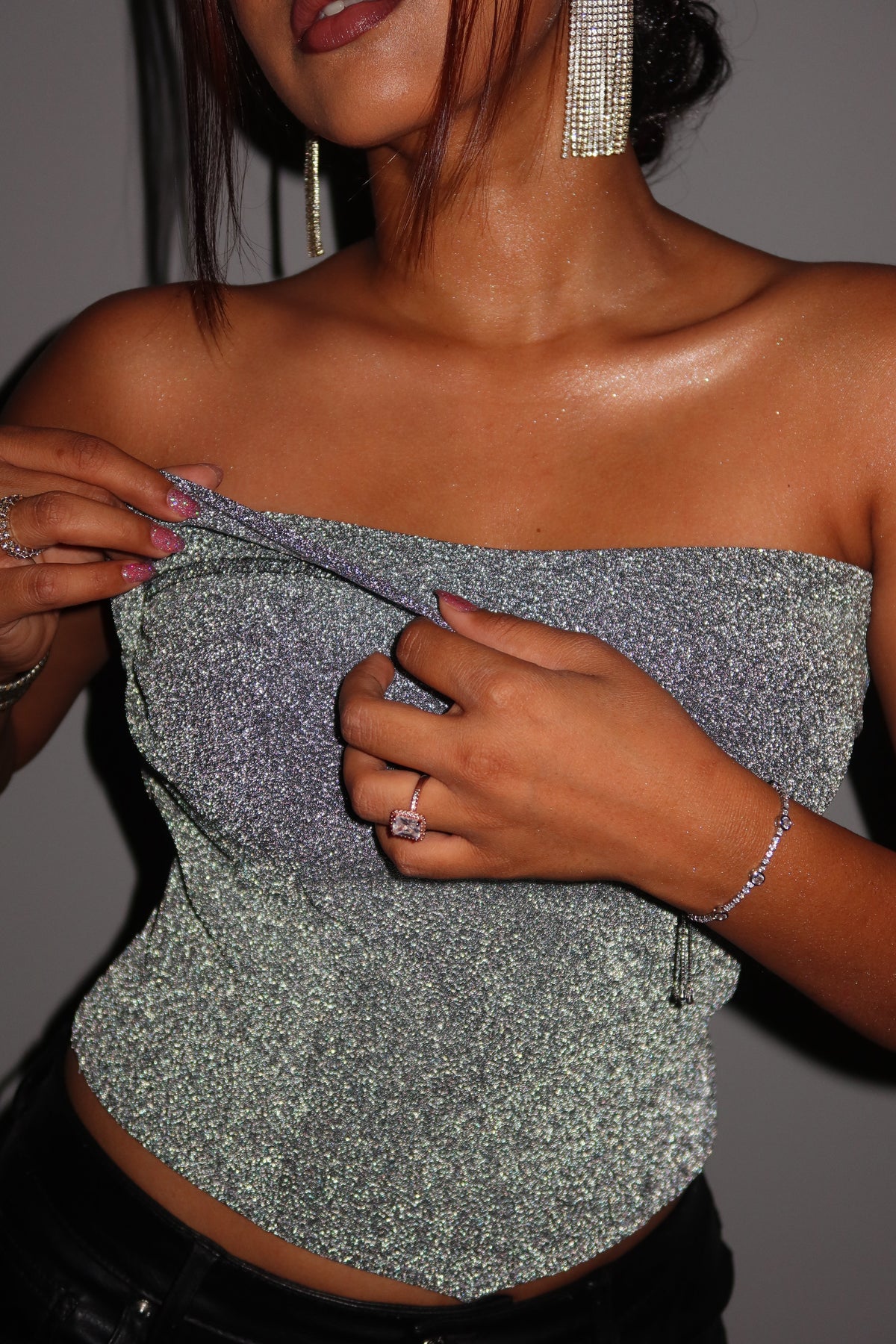 RǏWYÑ | Glitter Glow Corset Tube Top