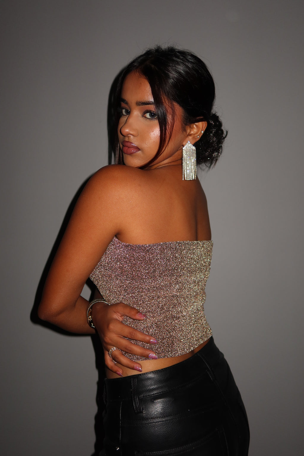RǏWYÑ | Glitter Glow Corset Tube Top