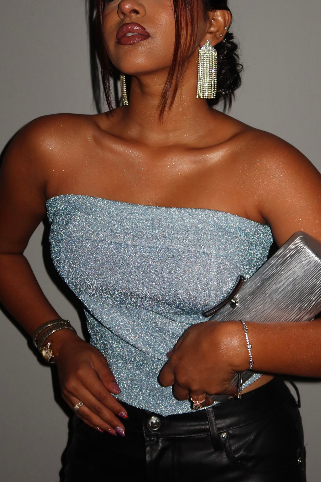 RǏWYÑ | Glitter Glow Corset Tube Top