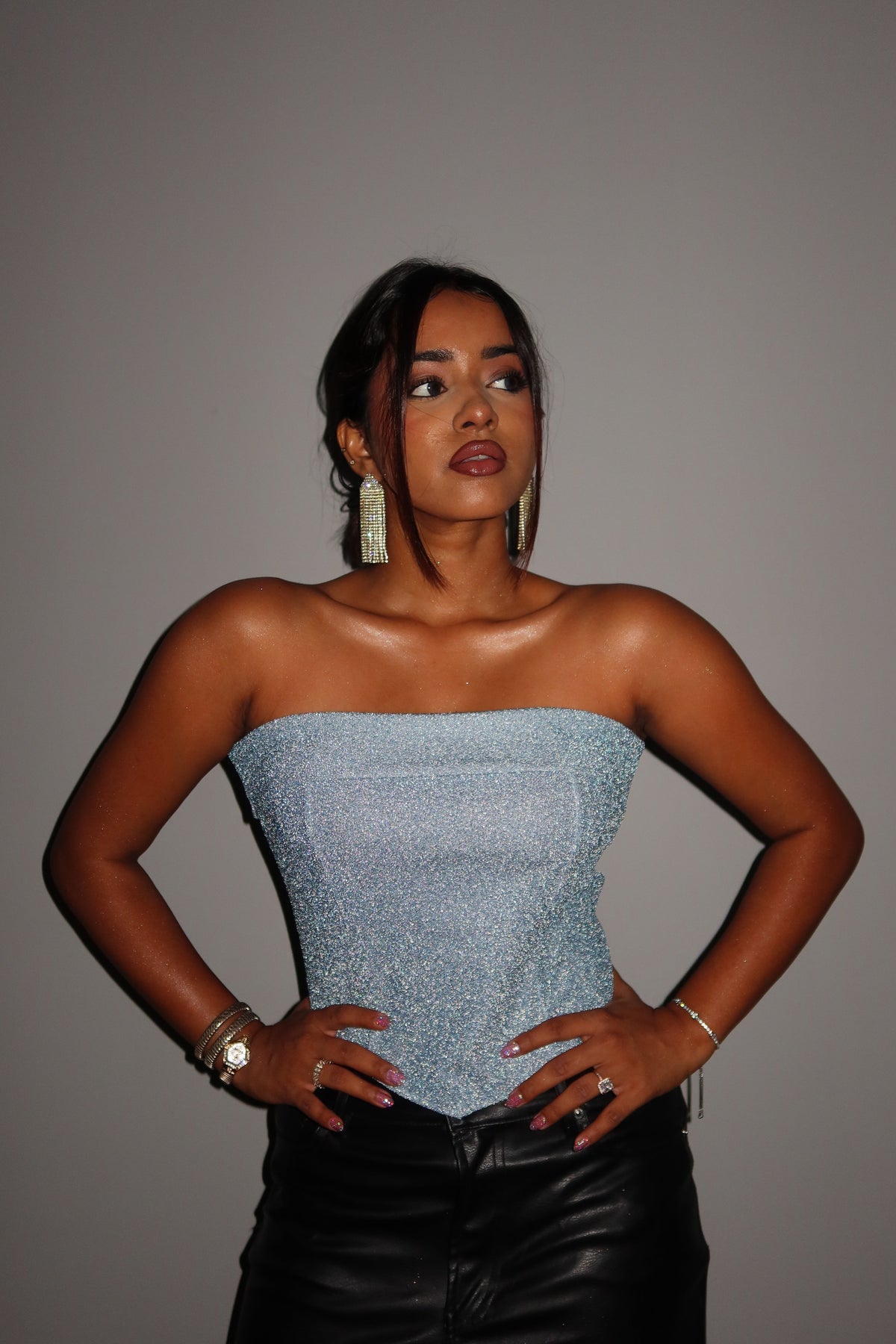 RǏWYÑ | Glitter Glow Corset Tube Top