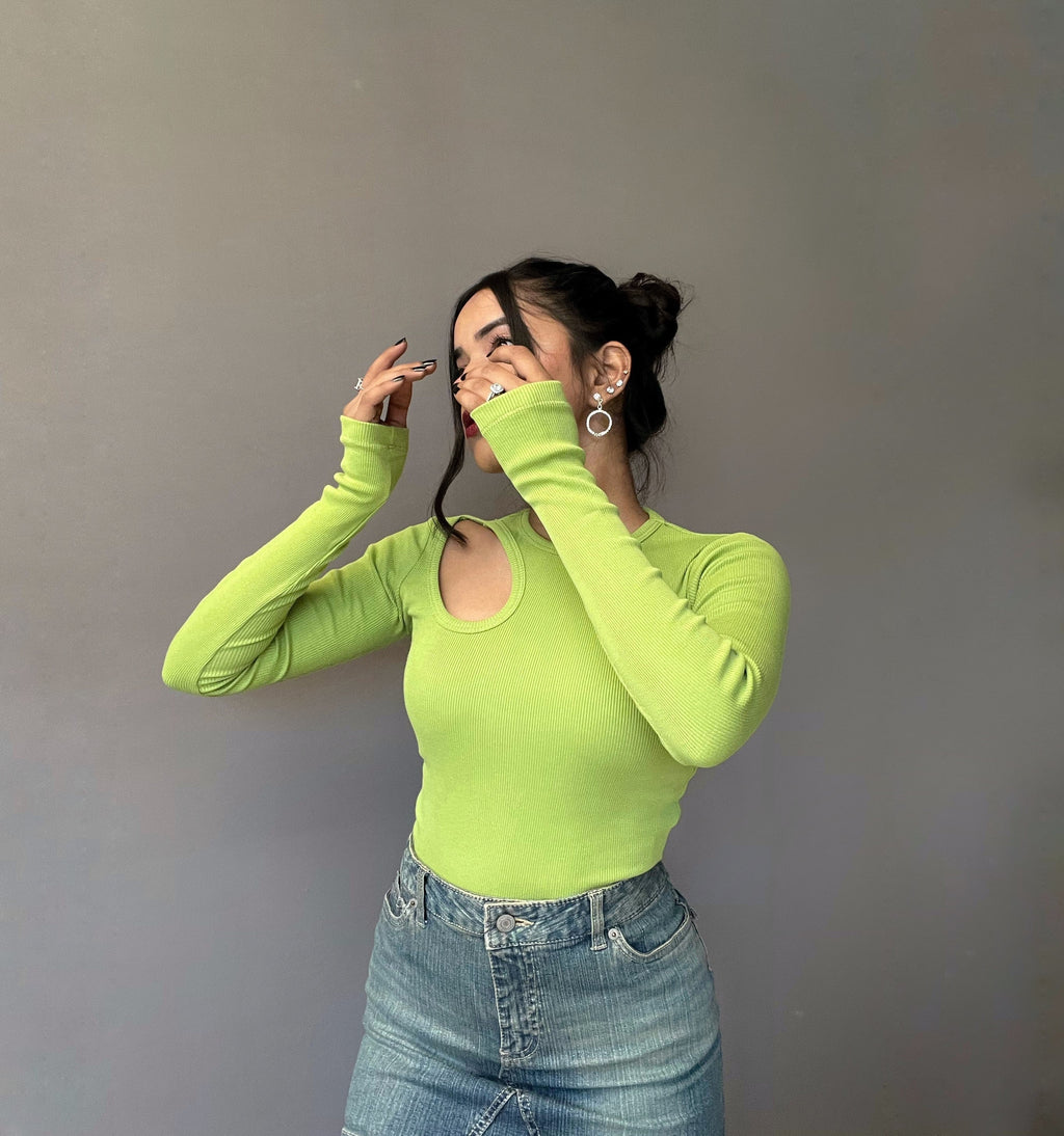 RǏWYÑ | Aesthetic Hollow Out Full Sleeves Rib Top