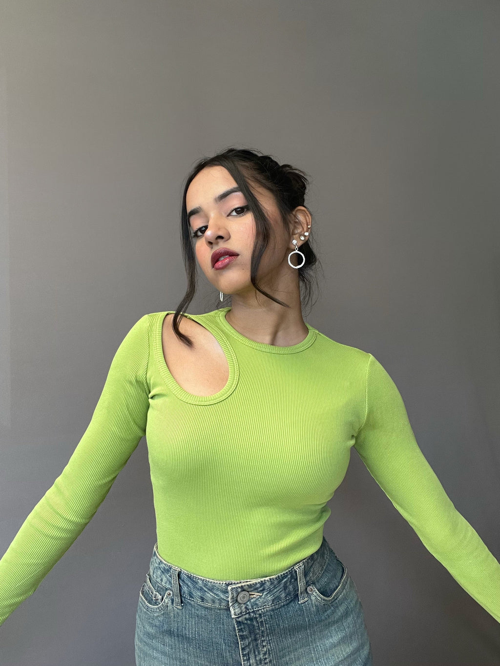 RǏWYÑ | Aesthetic Hollow Out Full Sleeves Rib Top