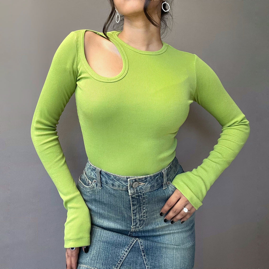 RǏWYÑ | Aesthetic Hollow Out Full Sleeves Rib Top