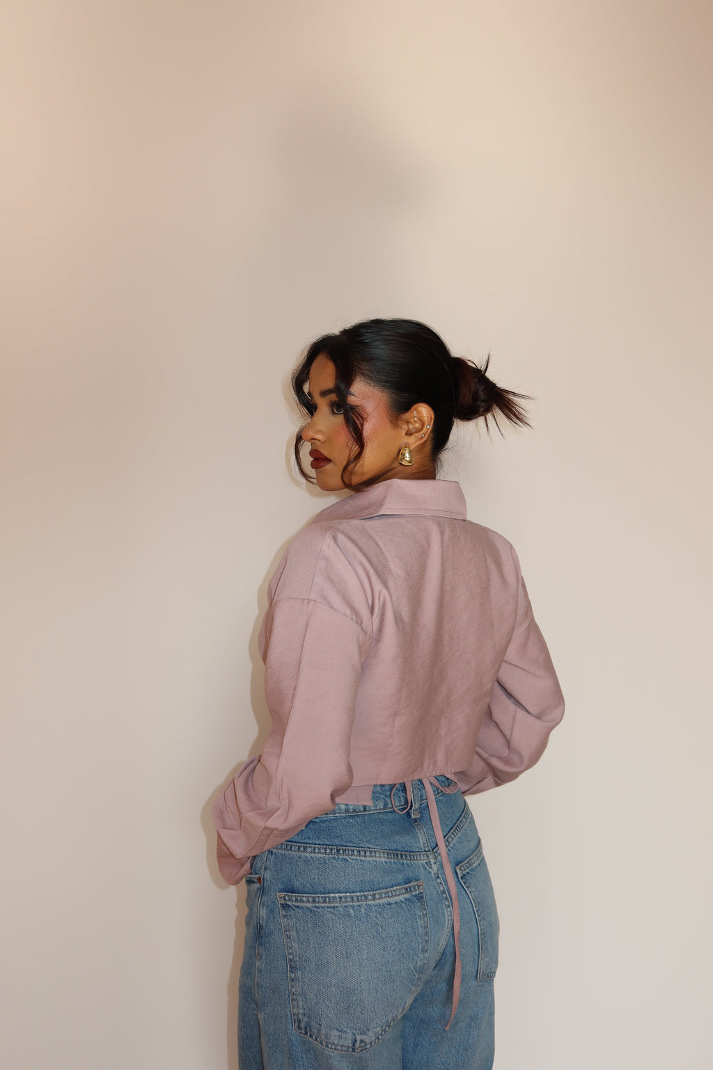 RǏWYÑ | Boyfriend Oversized Tie Up Shirt
