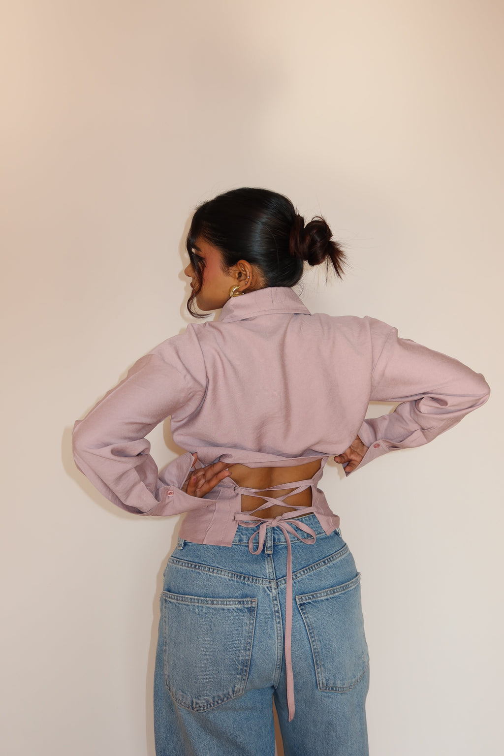 RǏWYÑ | Boyfriend Oversized Tie Up Shirt