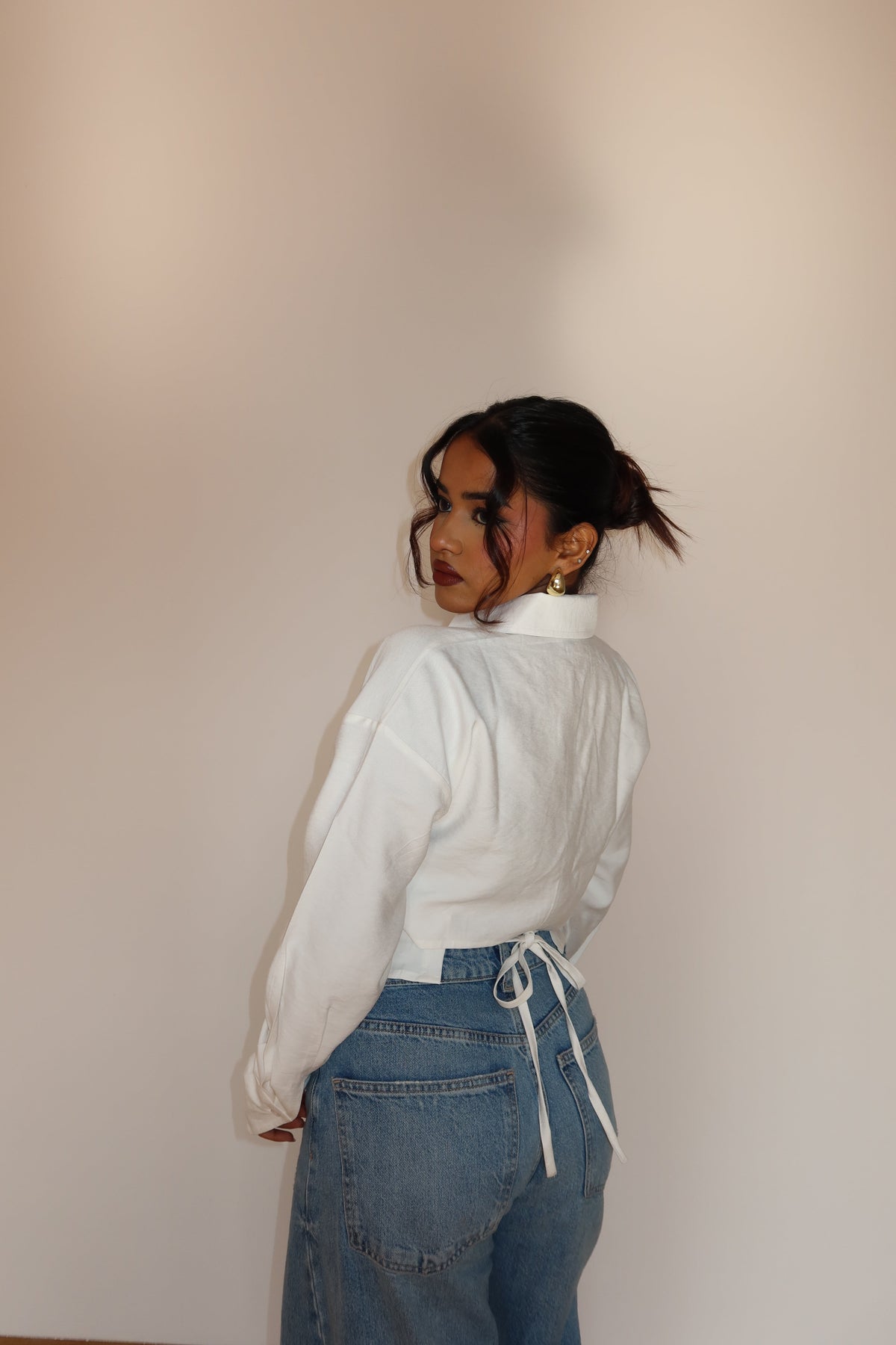 RǏWYÑ | Boyfriend Oversized Tie Up Shirt