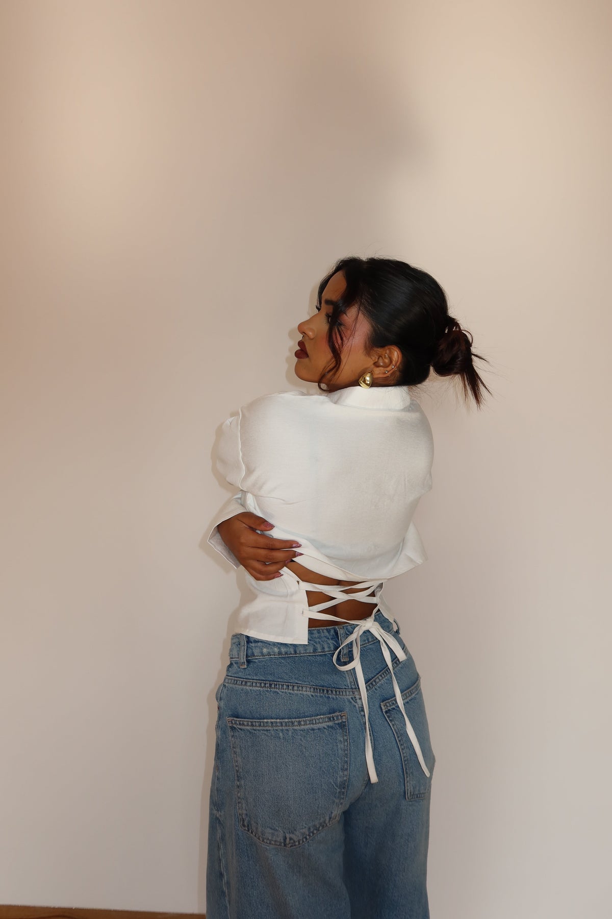RǏWYÑ | Boyfriend Oversized Tie Up Shirt