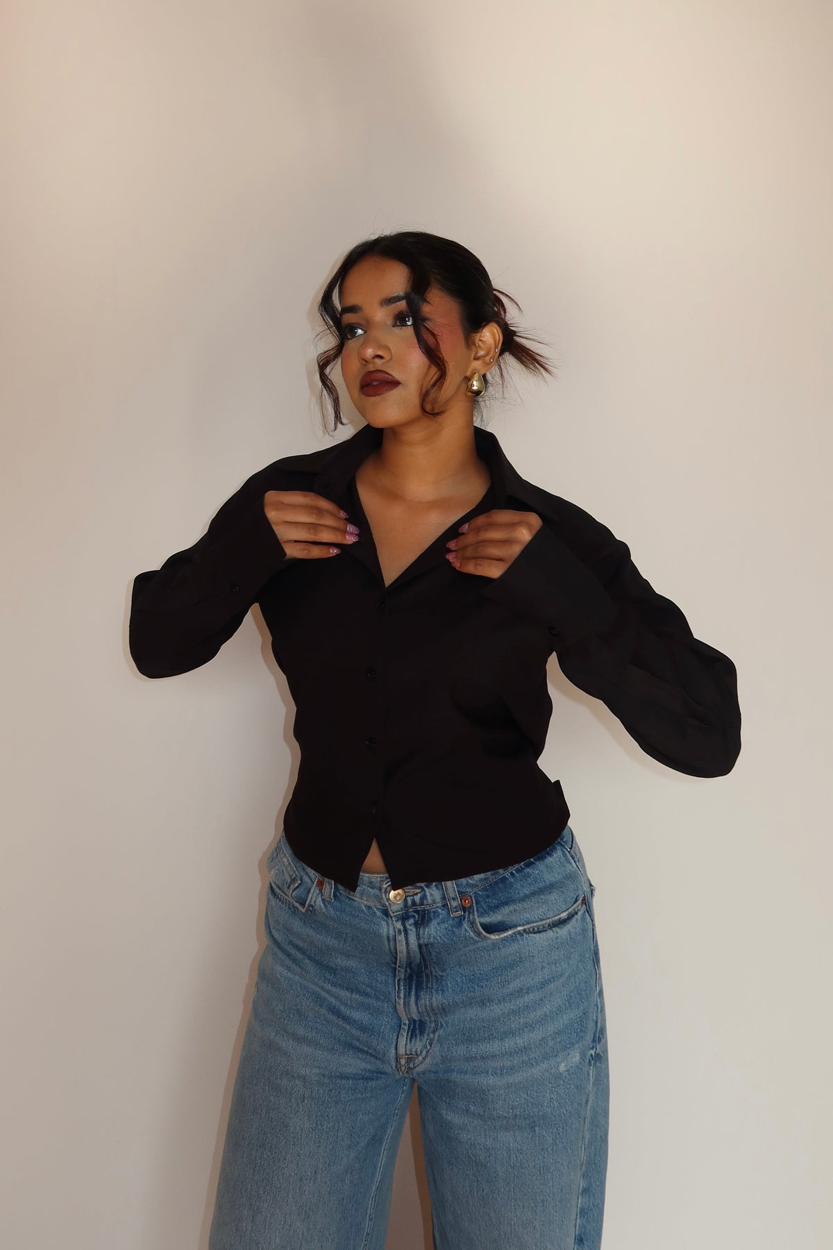 RǏWYÑ | Boyfriend Oversized Tie Up Shirt