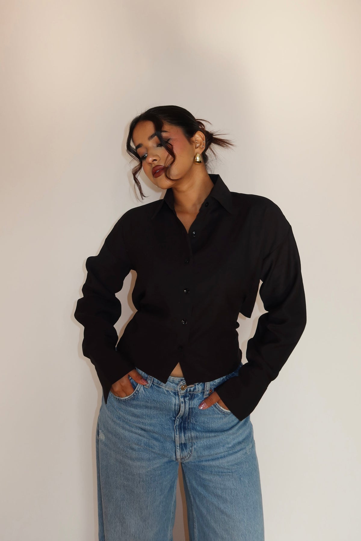 RǏWYÑ | Boyfriend Oversized Tie Up Shirt