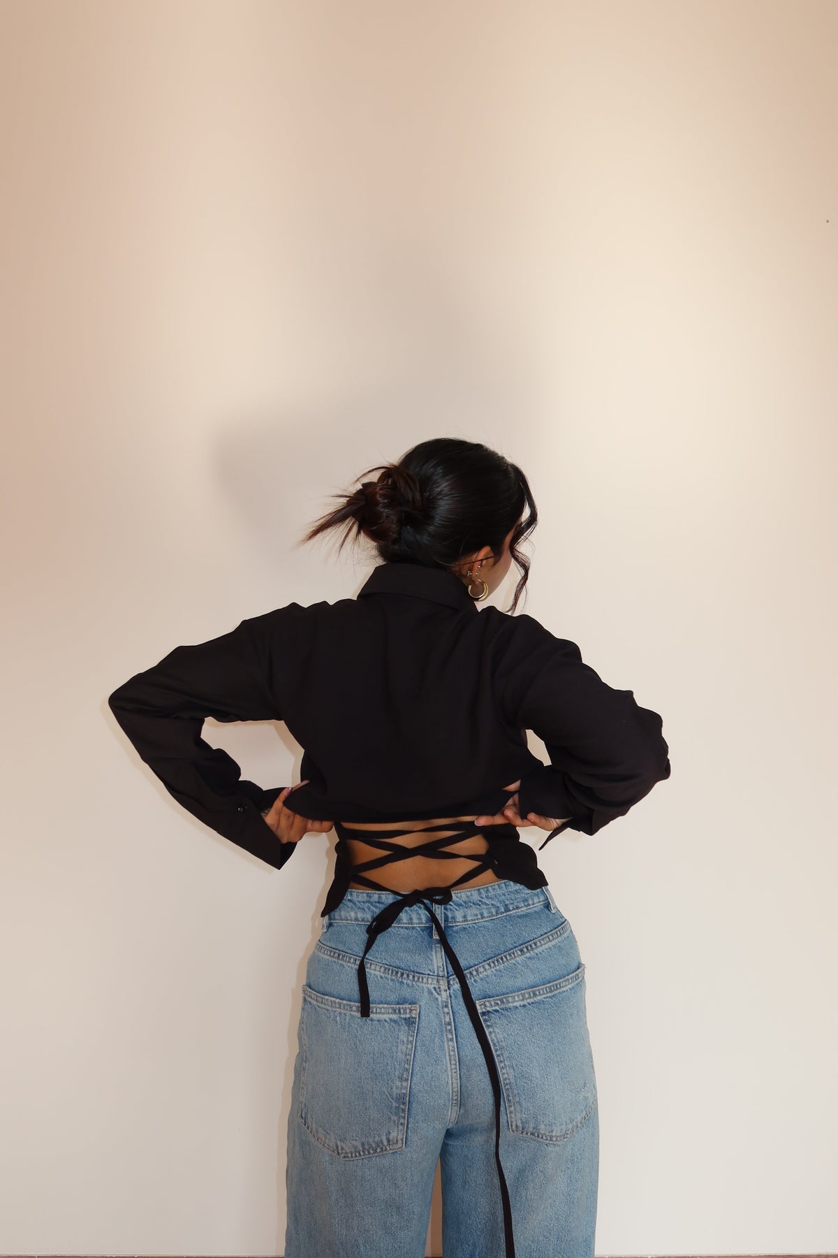RǏWYÑ | Boyfriend Oversized Tie Up Shirt
