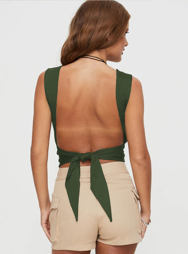 RǏWYÑ | Babe Open Back Tie Top