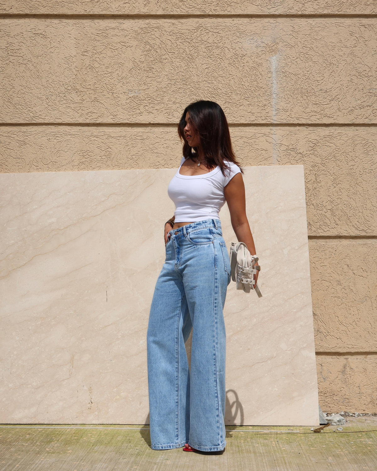 RǏWYÑ | Malibu Blue Fade Wide Jeans
