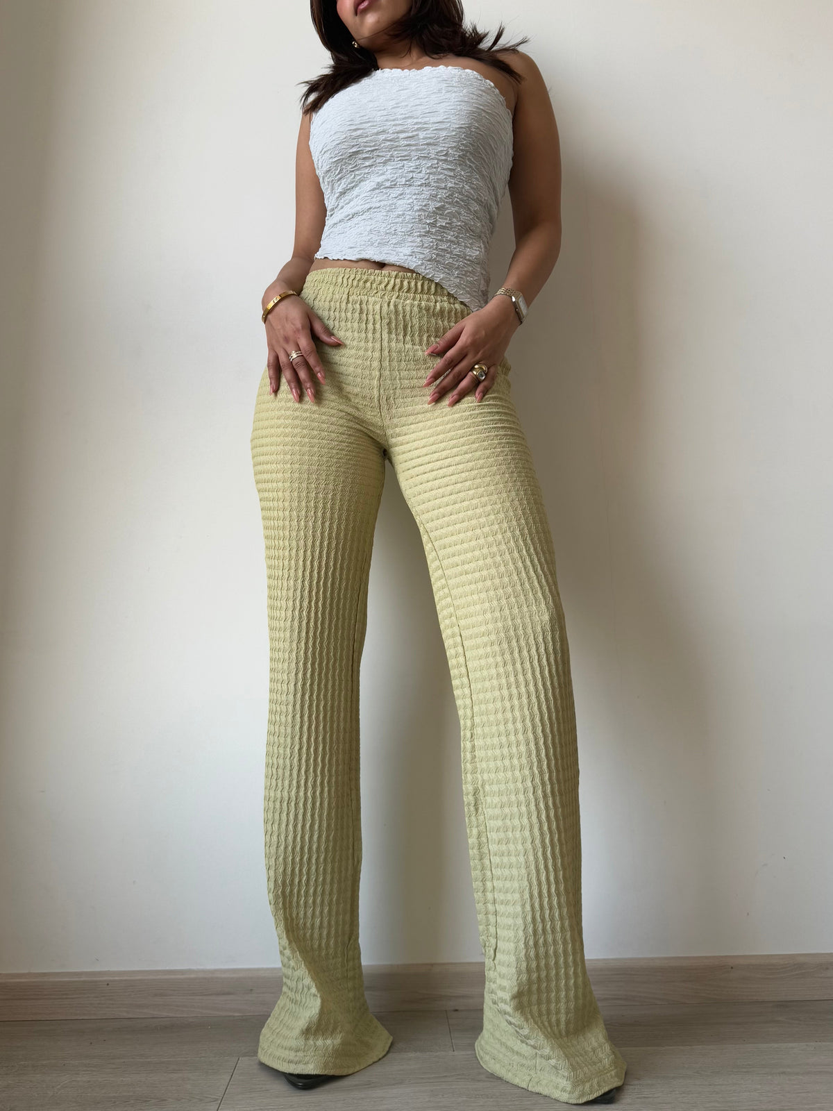 RǏWYÑ | Chevron Edge Flare Leg Pants