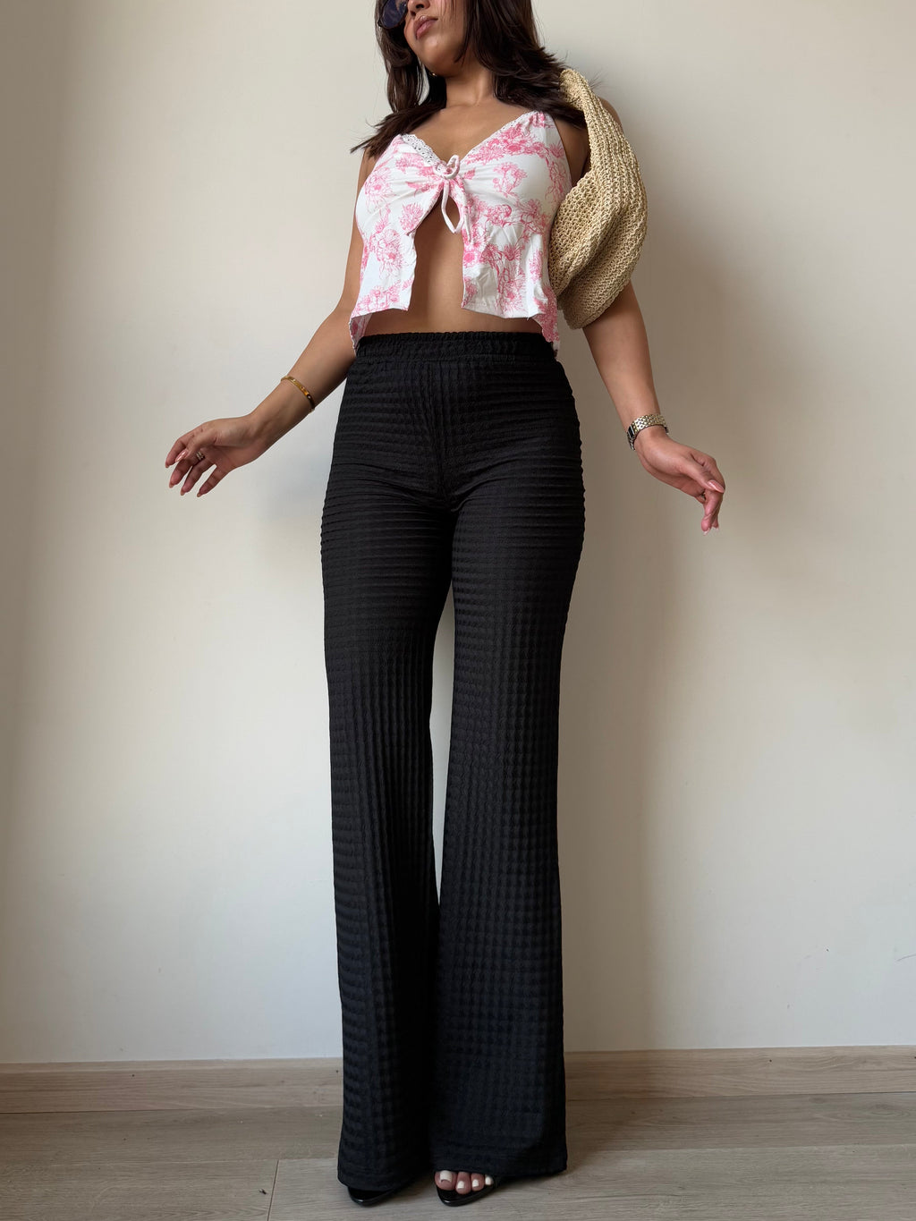 RǏWYÑ | Chevron Edge Flare Leg Pants