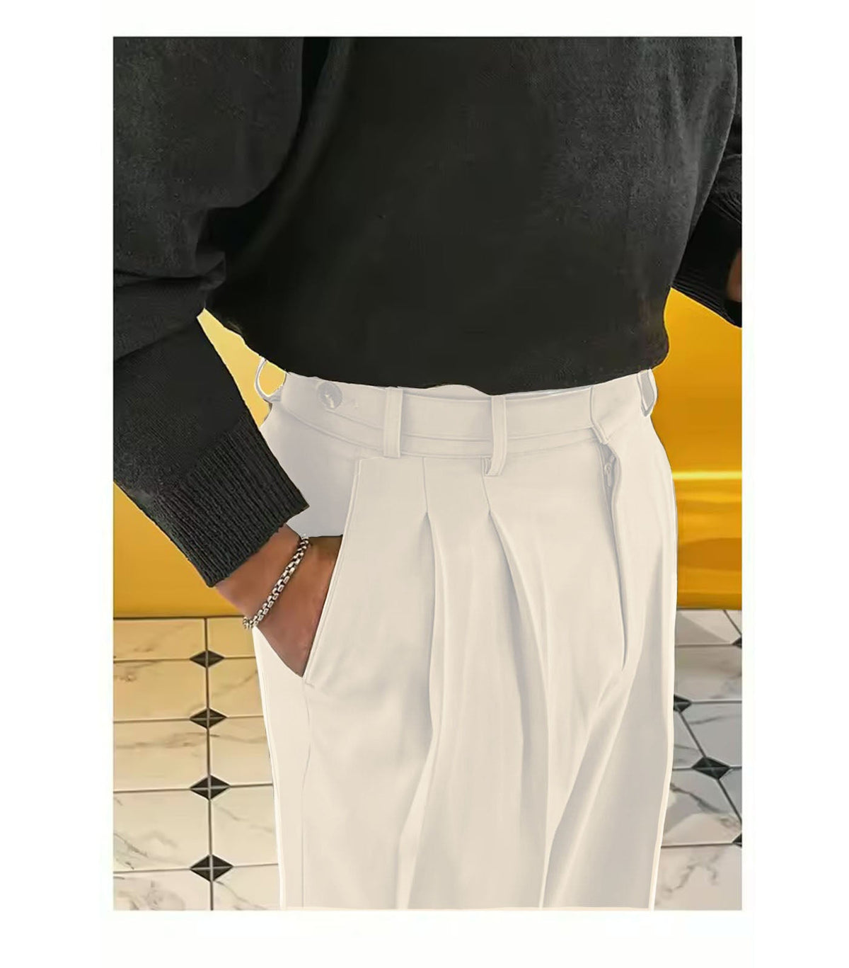 RIWYN Vintage Linen High Waist Straight Fit Trousers