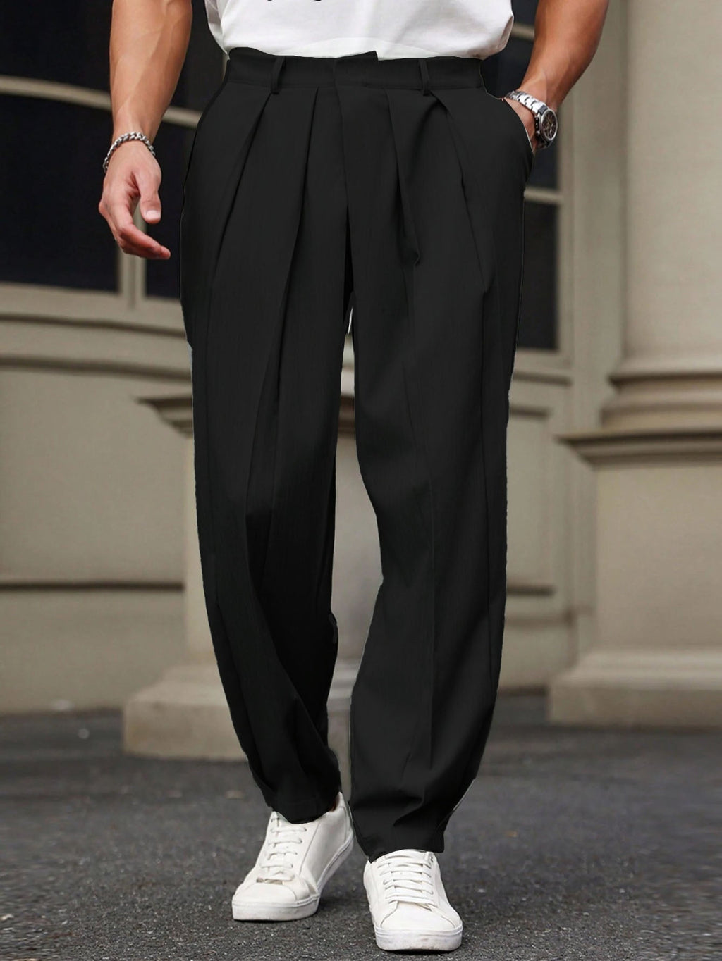 RIWYN Neat Pleats Tailored Linen Pants