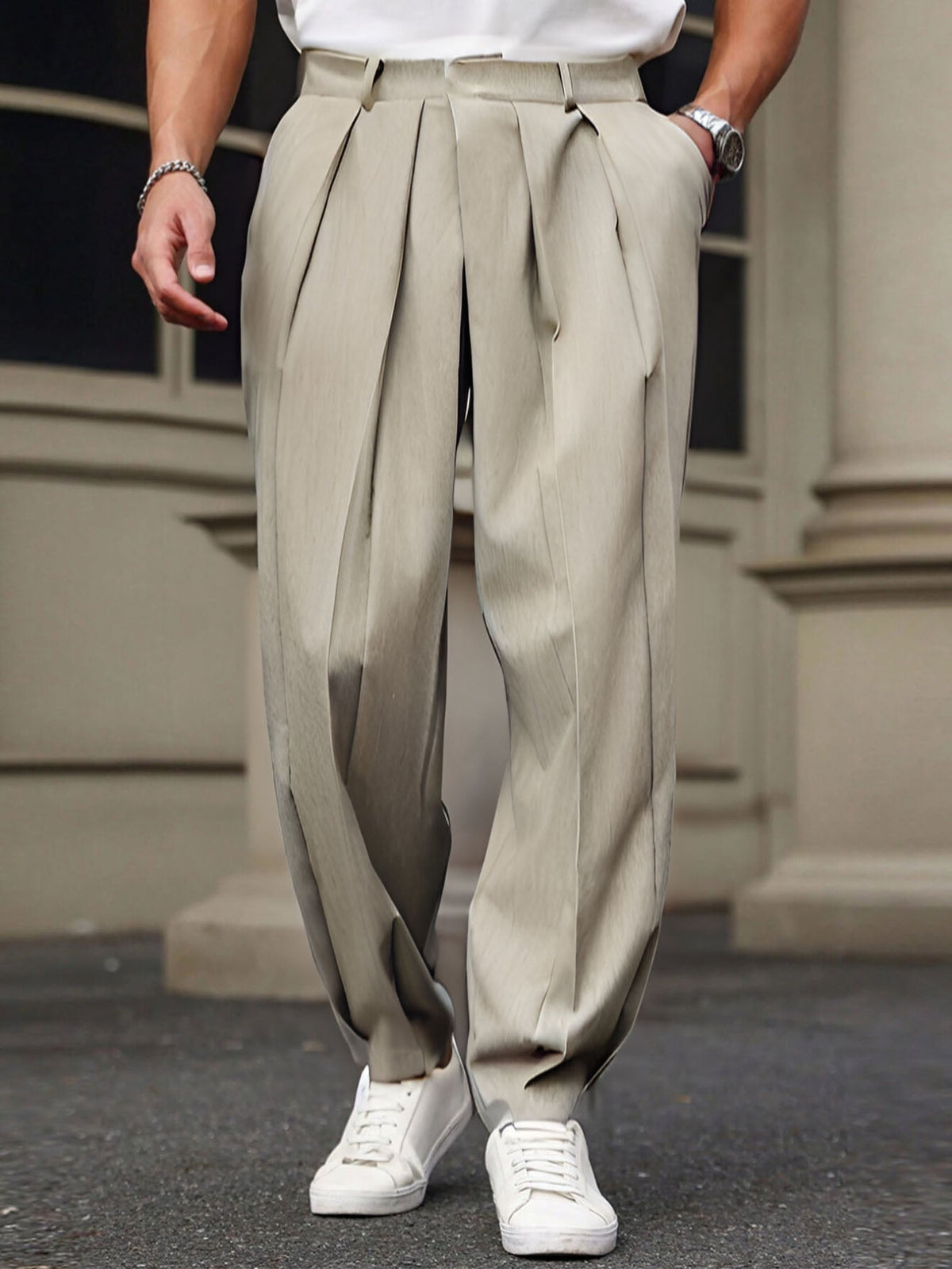 RIWYN Neat Pleats Tailored Linen Pants