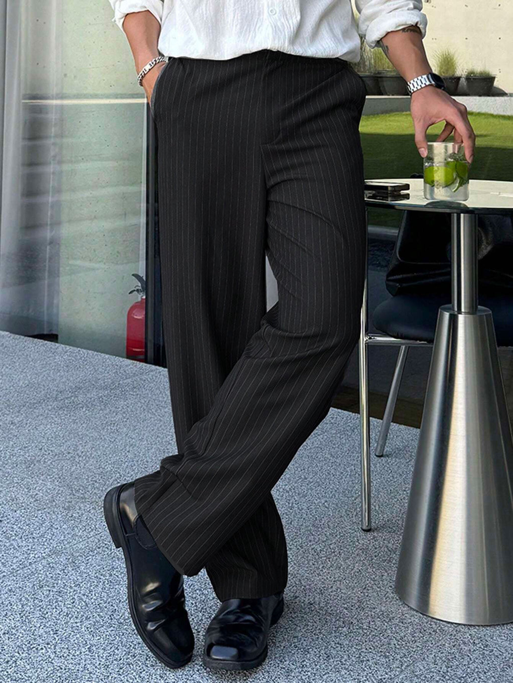 RIWYN Korean Inspired Classic Stripe Trousers