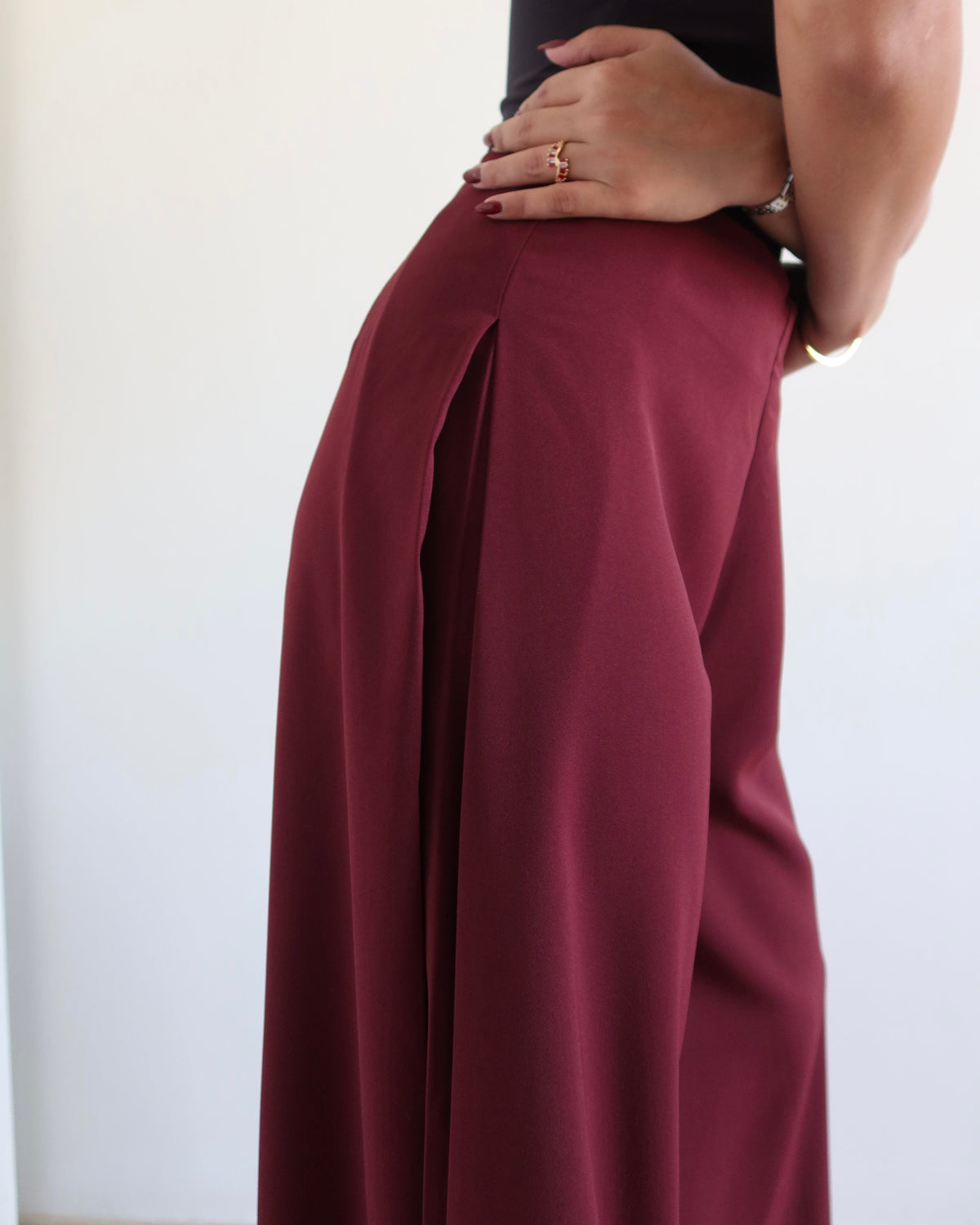 RǏWYÑ | Soft Structure Side Draped Trousers