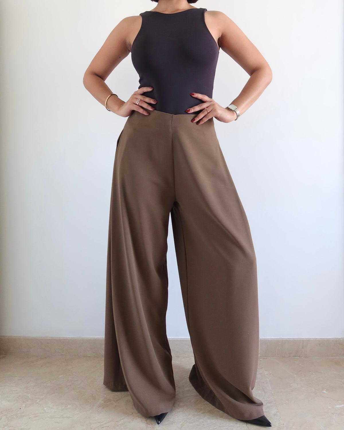RǏWYÑ | Soft Structure Side Draped Trousers