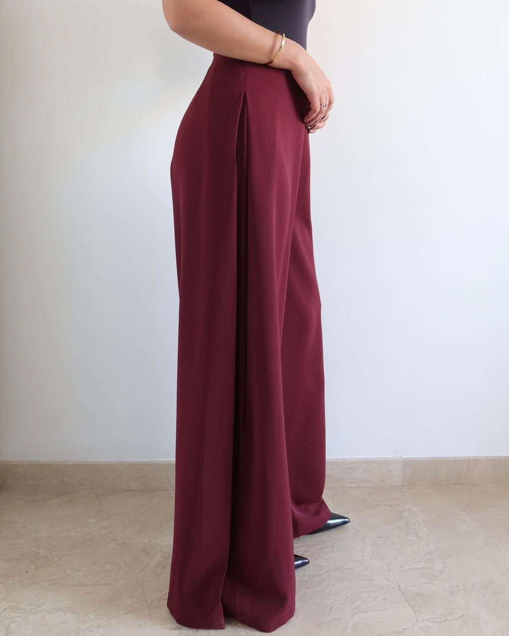RǏWYÑ | Soft Structure Side Draped Trousers