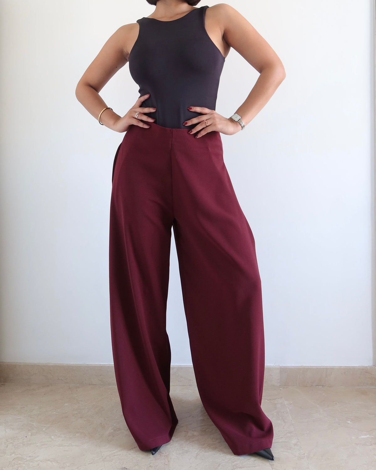 RǏWYÑ | Soft Structure Side Draped Trousers