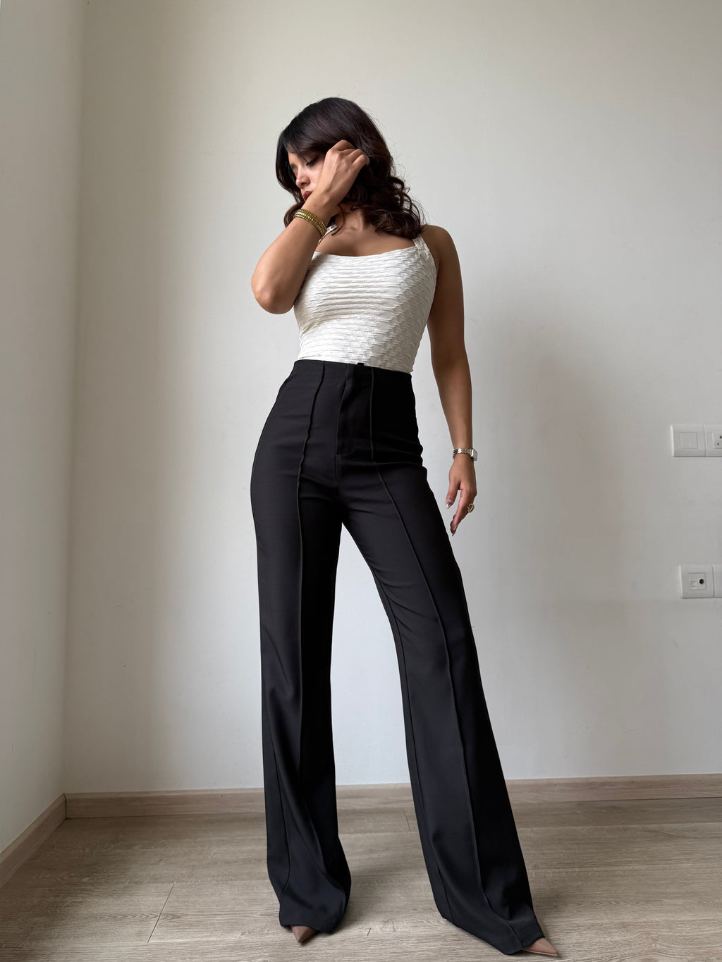 RǏWYÑ | Polished Linen Flared Tailored Pants