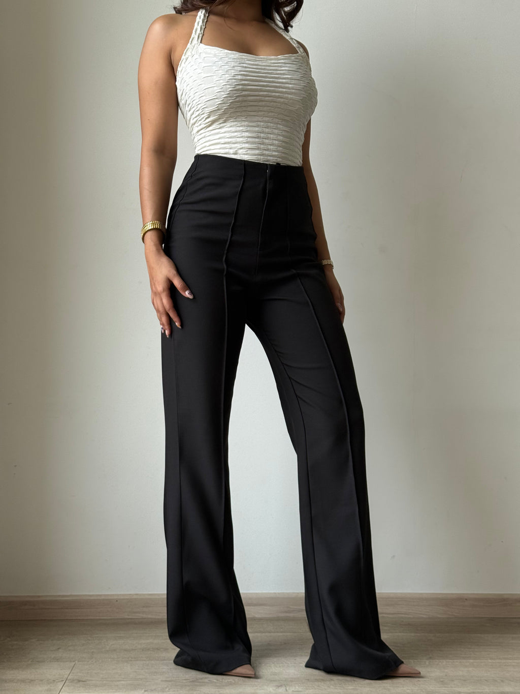 RǏWYÑ | Polished Linen Flared Tailored Pants