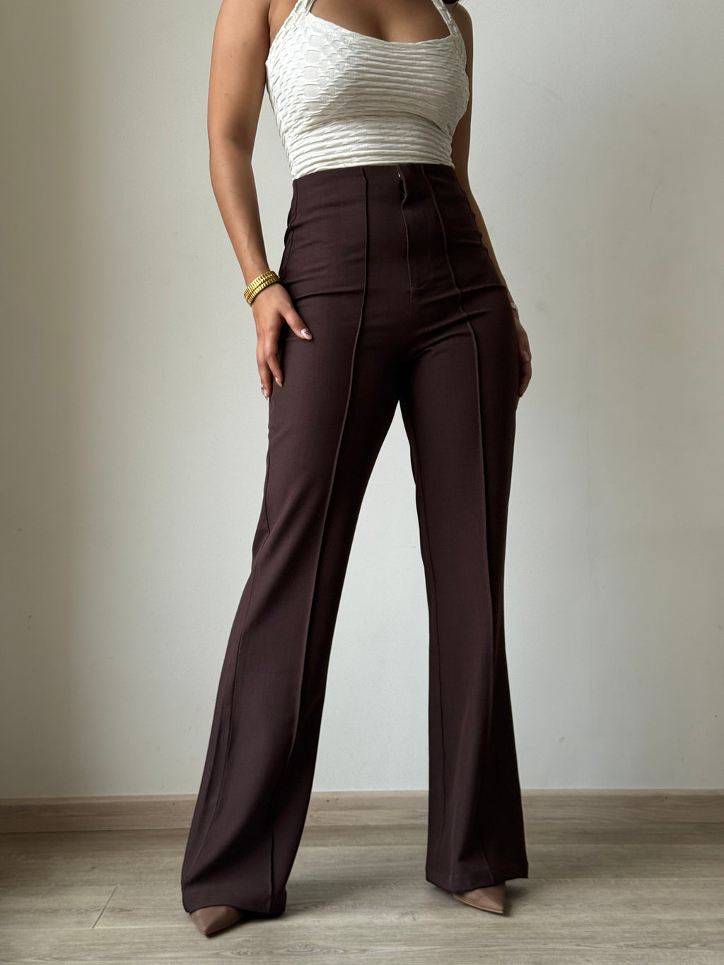 RǏWYÑ | Polished Linen Flared Tailored Pants