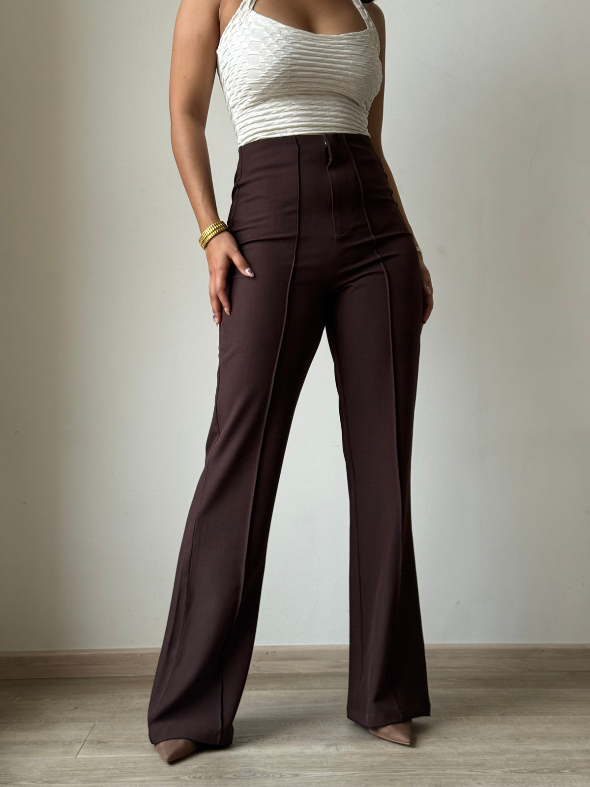 RǏWYÑ | Polished Linen Flared Tailored Pants