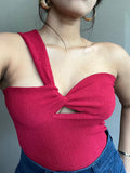 RǏWYÑ | Contour One-Shoulder Ruched Cut-Out Top