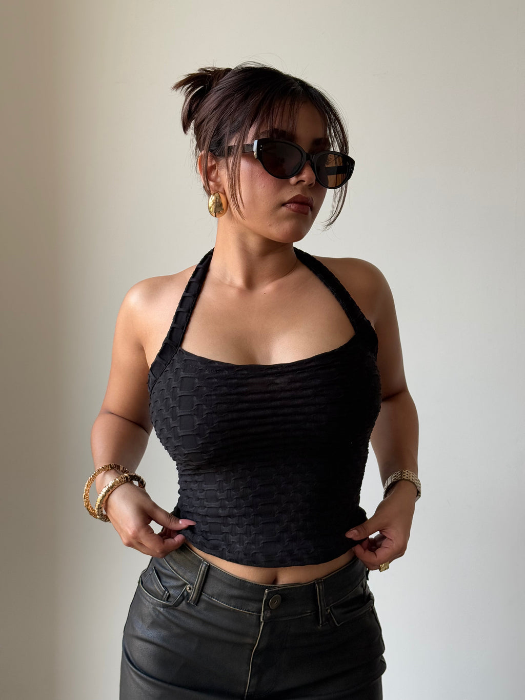 RǏWYÑ | Jacquard Honey Luxe Halter Top