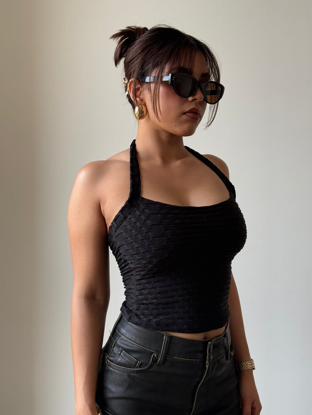 RǏWYÑ | Jacquard Honey Luxe Halter Top
