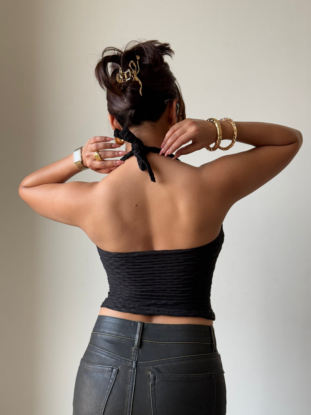 RǏWYÑ | Jacquard Honey Luxe Halter Top