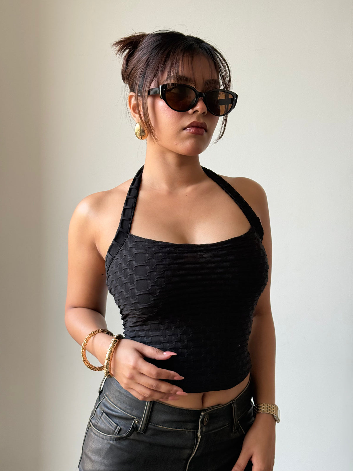 RǏWYÑ | Jacquard Honey Luxe Halter Top