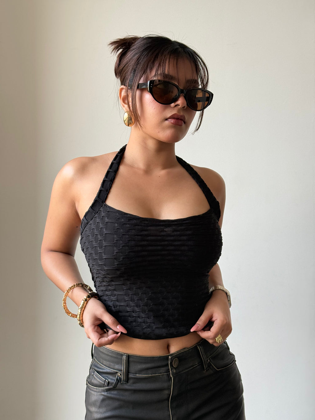 RǏWYÑ | Jacquard Honey Luxe Halter Top