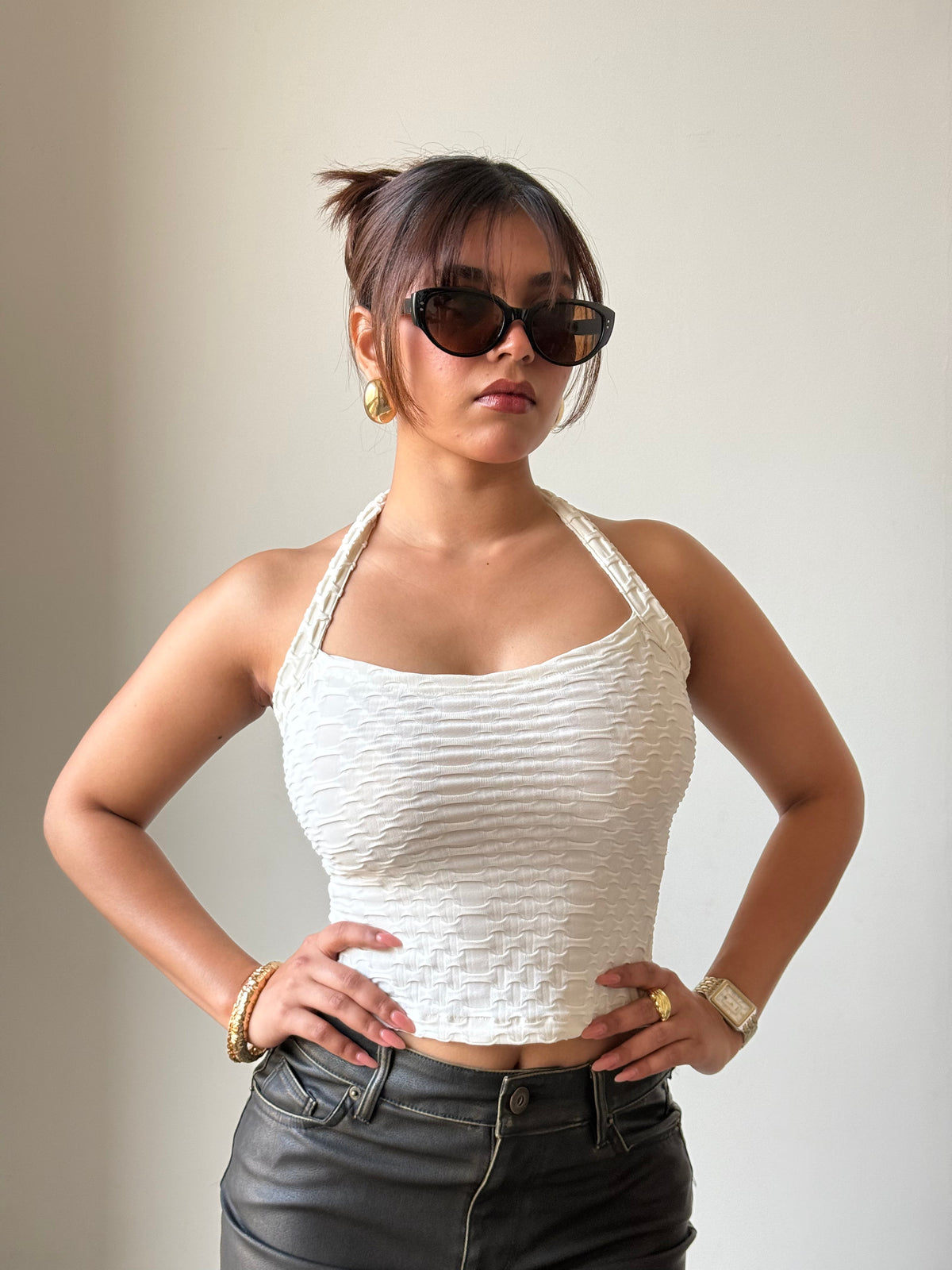 RǏWYÑ | Jacquard Honey Luxe Halter Top