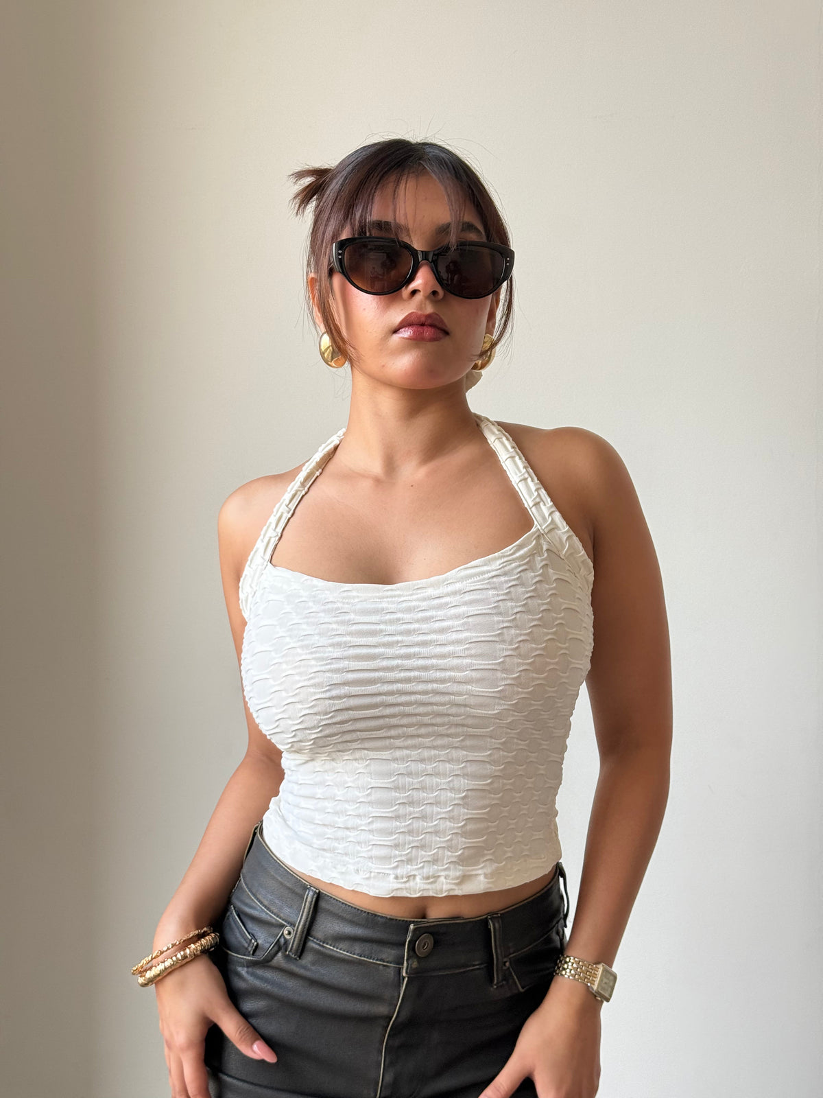RǏWYÑ | Jacquard Honey Luxe Halter Top
