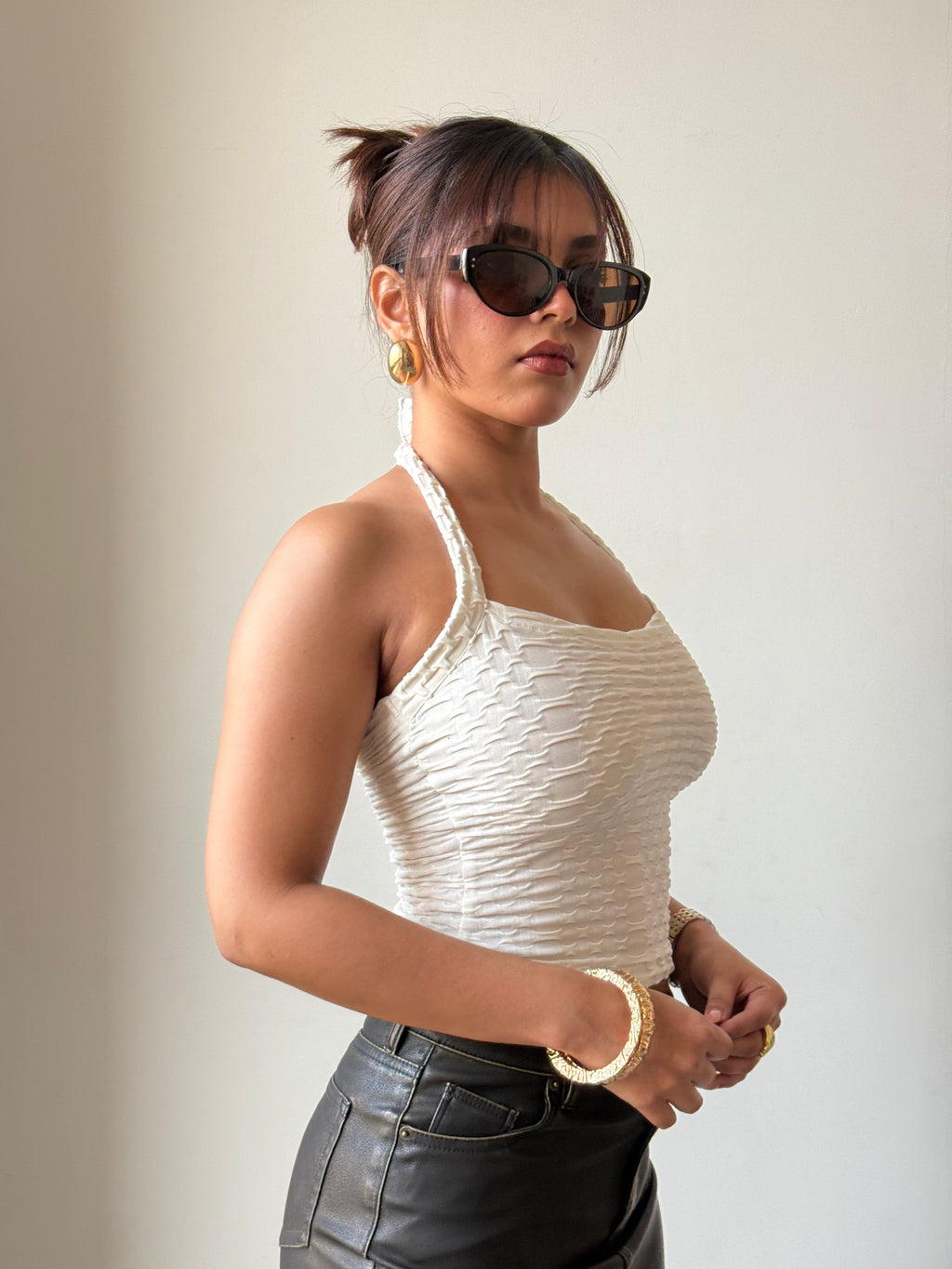RǏWYÑ | Jacquard Honey Luxe Halter Top