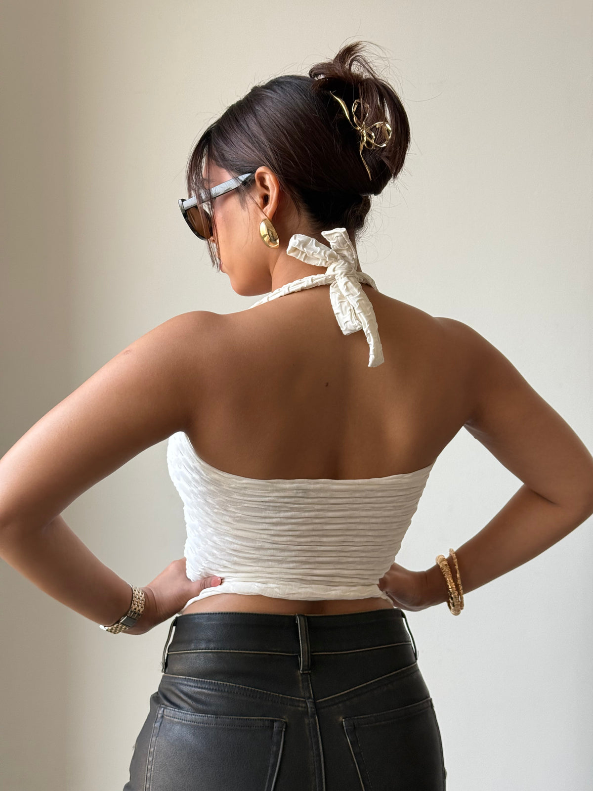 RǏWYÑ | Jacquard Honey Luxe Halter Top